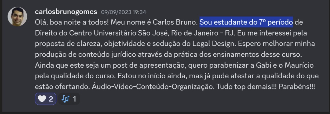 Print de aluna sobre "Ainda sou estudante"