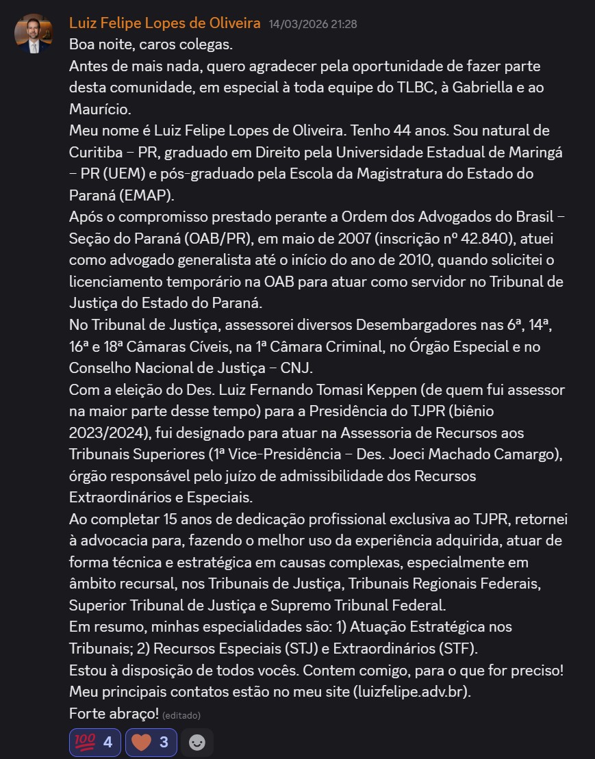 Print de aluna sobre "Já sou advogada há mais de 5 anos"