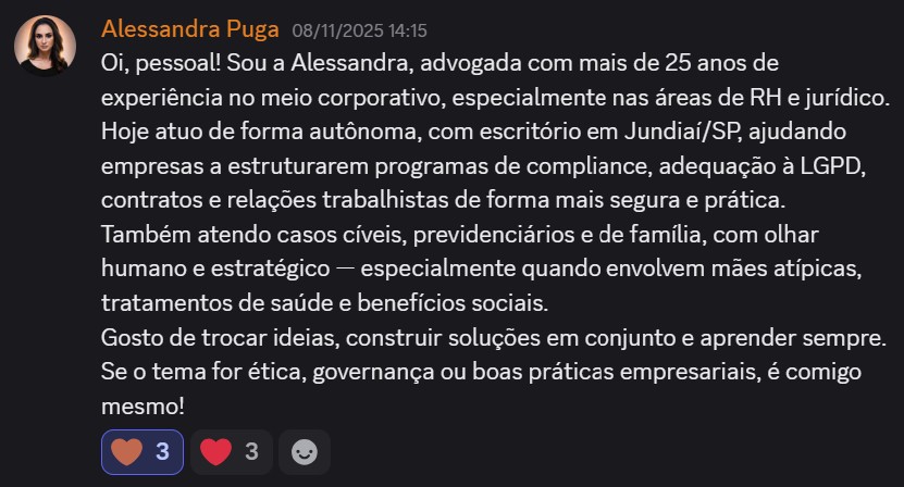 Print de aluna sobre "Já sou advogada há mais de 5 anos"