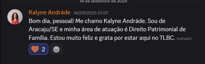 Print de aluna sobre "Será que é pra minha área?"
