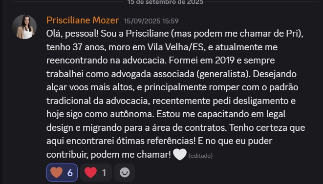 Print de aluna sobre "Será que é pra minha área?"