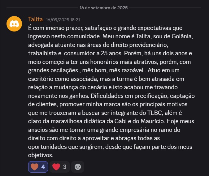 Print de aluna sobre "Será que é pra minha área?"