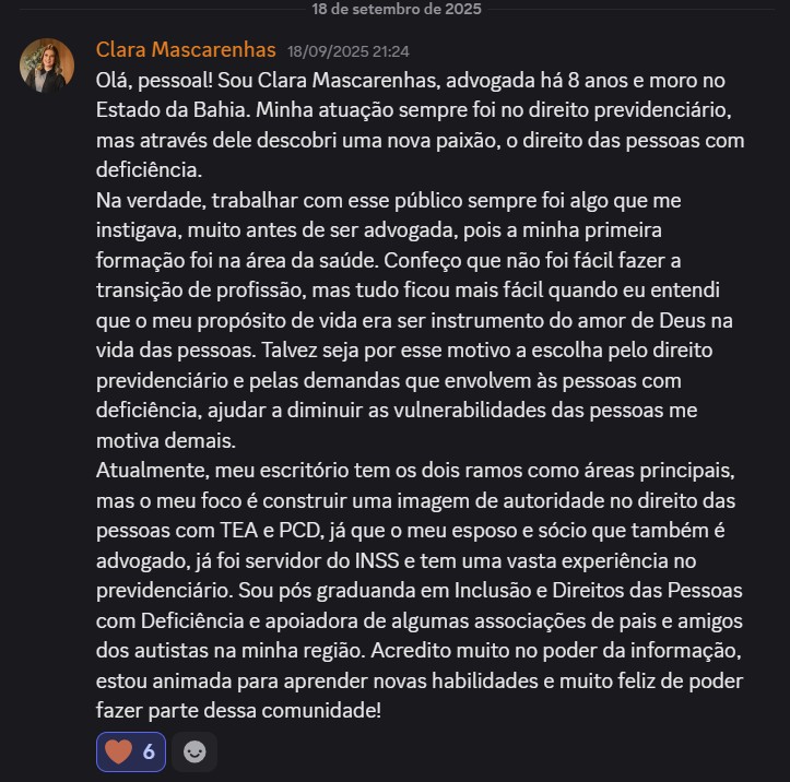 Print de aluna sobre "Será que é pra minha área?"