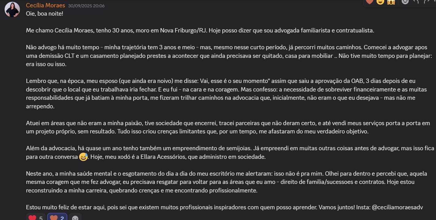 Print de aluna sobre "Será que é pra minha área?"