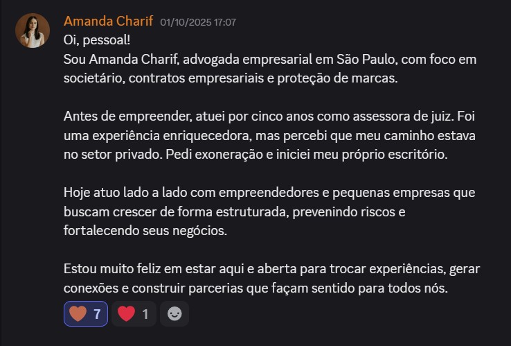 Print de aluna sobre "Será que é pra minha área?"