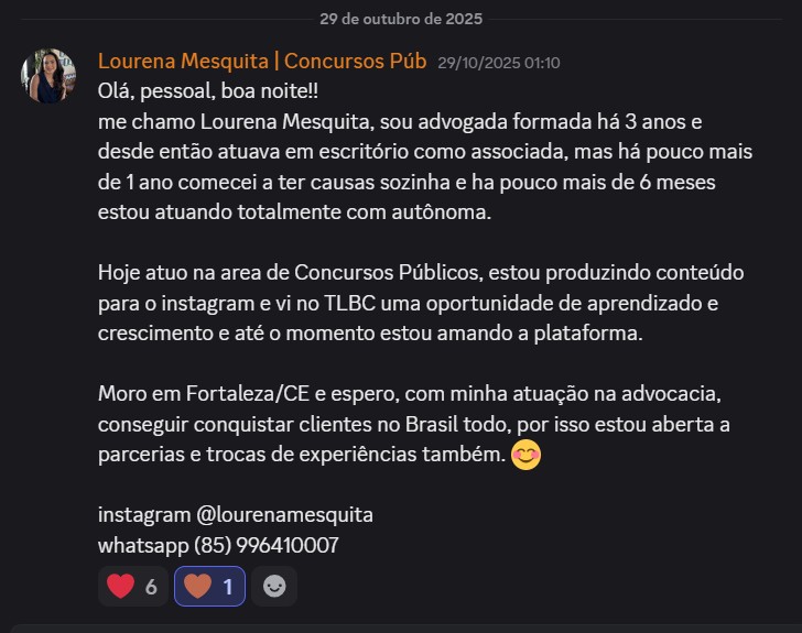Print de aluna sobre "Será que é pra minha área?"