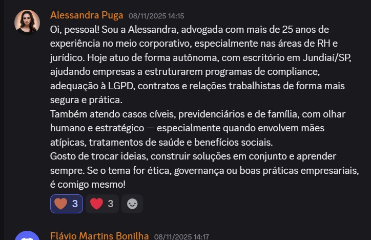 Print de aluna sobre "Será que é pra minha área?"