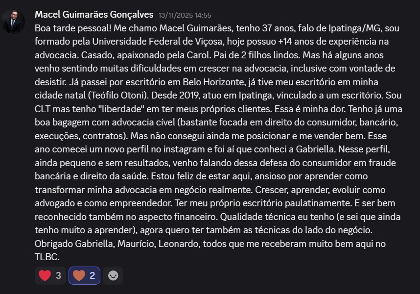 Print de aluna sobre "Será que é pra minha área?"