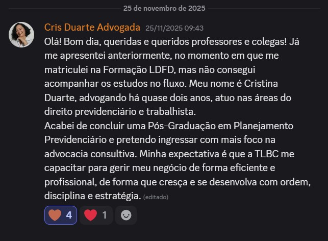 Print de aluna sobre "Será que é pra minha área?"