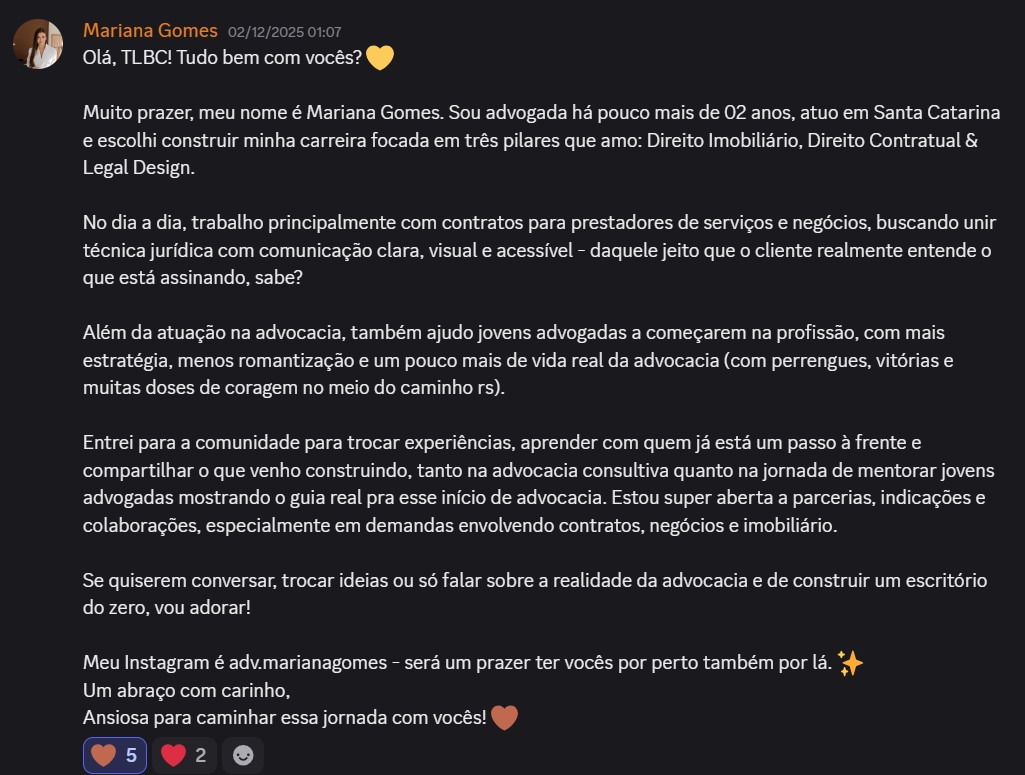 Print de aluna sobre "Será que é pra minha área?"