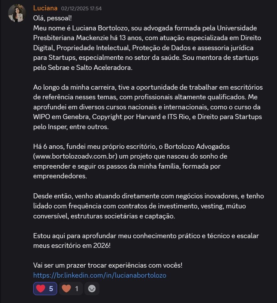 Print de aluna sobre "Será que é pra minha área?"