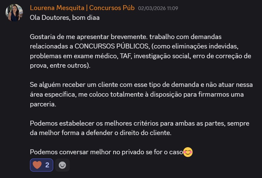 Print de aluna sobre "Será que é pra minha área?"