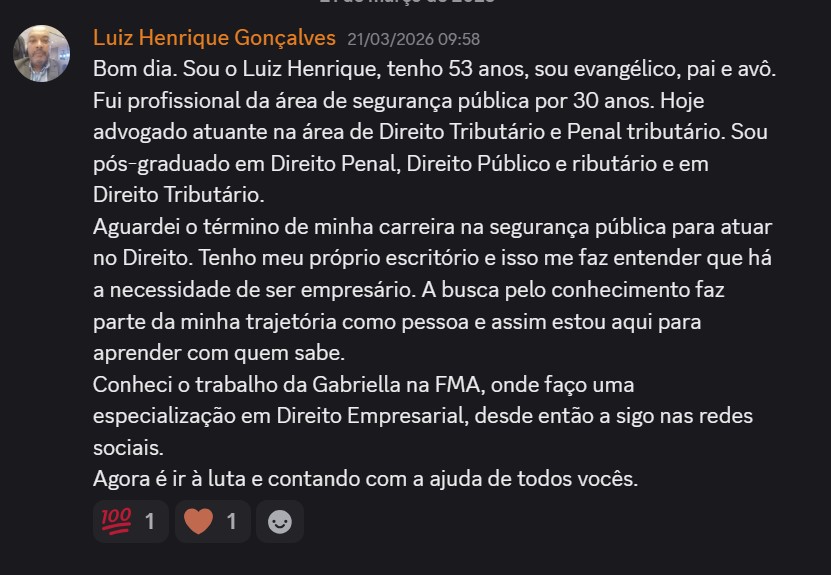 Print de aluna sobre "Será que é pra minha área?"