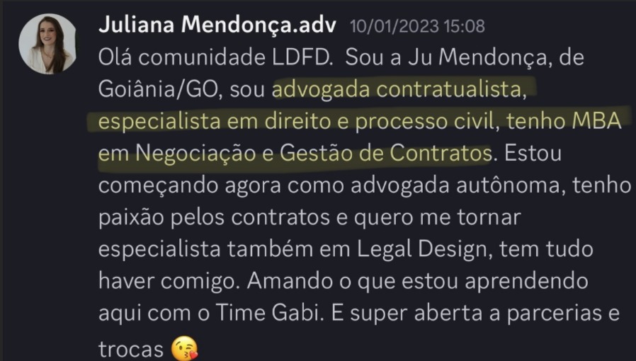 Print de aluna sobre "Será que é pra minha área?"