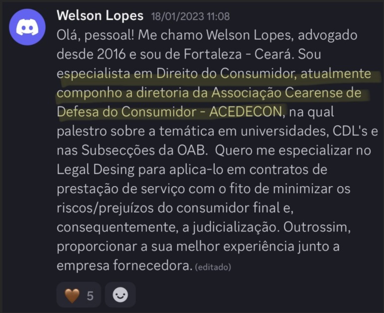 Print de aluna sobre "Será que é pra minha área?"