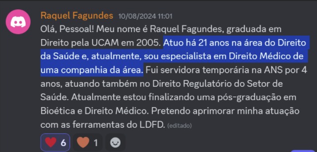 Print de aluna sobre "Será que é pra minha área?"