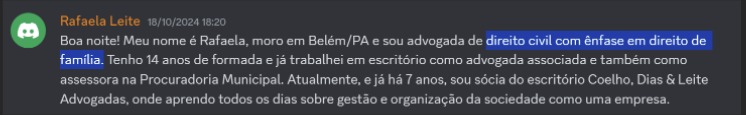 Print de aluna sobre "Será que é pra minha área?"