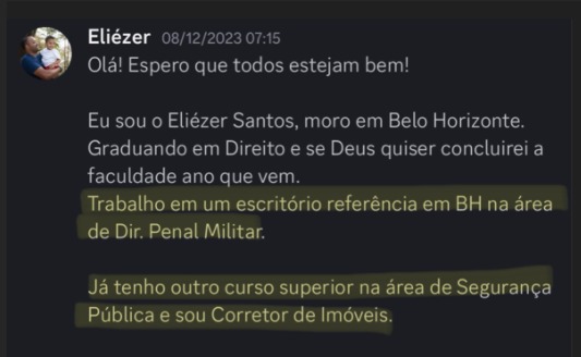 Print de aluna sobre "Será que é pra minha área?"