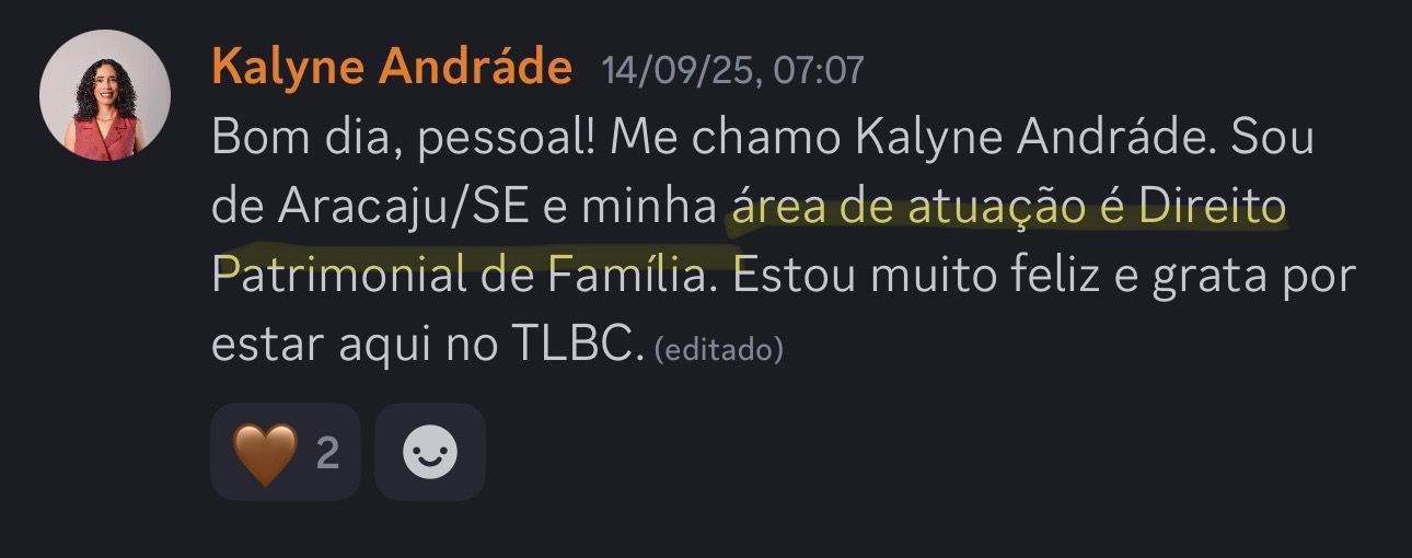 Print de aluna sobre "Será que é pra minha área?"